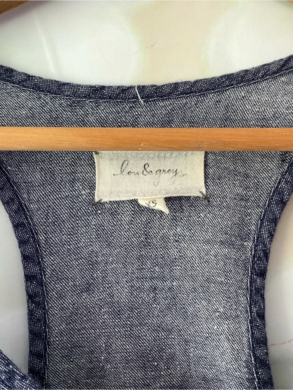 Lou & Grey Blue Sleeveless Chambray Linen Dress